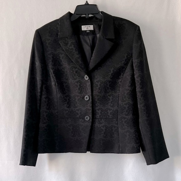 Stresa Size 18 Borcade Black Lined Blazer Jacket - Picture 1 of 10